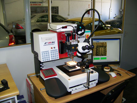 DS Auto Electronics' wire bonding machine used for the repair of hybrid ECUs